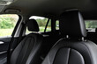 Modern car leather headrests. Interior detail.