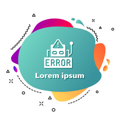 Poster - White Error in the operation program of the robot icon isolated on white background. A broken chip of a robot. Abstract banner with liquid shapes. Vector