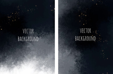 Wall Mural - Set of vector watercolour universal backgrounds with glitter and copy space for text	