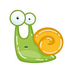 Funny snail. Vector illustration of a puzzled snail in a cartoon style.