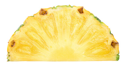 Wall Mural - Pineapple slices isolate. Cut pineapple on white. Half of slice top view. With clipping path.