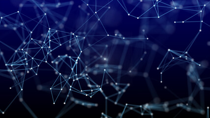 Poster - Technology network connection with line and dot digital abstract background