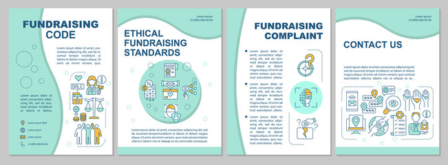 Fundraising code brochure template. Fundraising complaint. Flyer, booklet, leaflet print, cover design with linear icons. Vector layouts for presentation, annual reports, advertisement pages