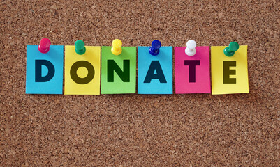 Wall Mural - Donate Sign Colorful Paper Notes Donation Concept