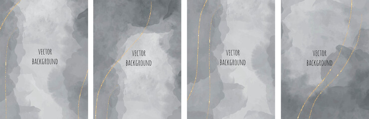 Wall Mural - Set of vector watercolour universal backgrounds with glitter and copy space for text
