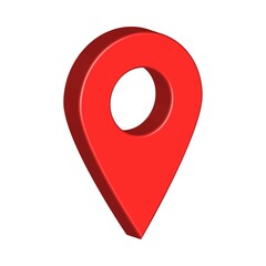 Poster - 3D location pin design with red color. 3D location pin for map vector illustration. Landscape location pin in 3D style on a white background.