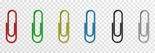 Set Of Vector Paper Clips On Isolated Transparent Background. Attached Paper Clip. Metal Paper Clip Png.