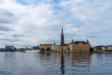 Sticker - Stockholm cityscape of Gamla Stan and the Riddarholmen church