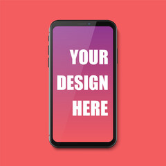 Poster - Mobile Phone With Colourful Background. Blank Display For Your Text Here Design. Design Concept For Graphic, Banners, Presentations, Wallpaper. Vector Illustration.