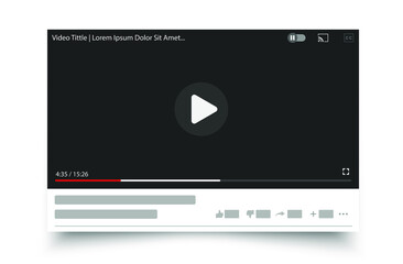 Aufkleber - Video player interface isolated on white background. Video streaming template design for website and mobile apps. Vector illustration