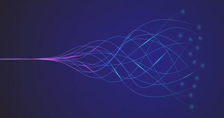 Poster - abstract lines with dots, connecting or big data concept, vector illustration