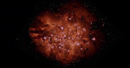 Wall Mural - close up explosion against black backdrop. luma channel is included. high quality 4k vfx element.
