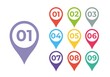 © Ophelia - Vector illustration bullet point set. Marker in retro color. Pins with numbers