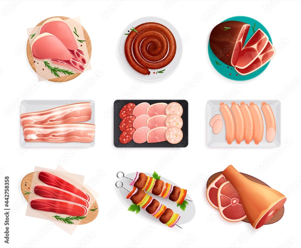 Meat Products Set - obrazy, fototapety, plakaty 