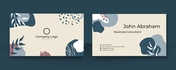 Poster - Floral line arts and organic shape cover design template for business card template. Sale banner, poster, cover design, Minimal and natural earth tone color theme wedding invitation cards.