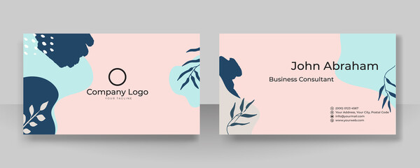 Poster - Floral line arts and organic shape cover design template for business card template. Sale banner, poster, cover design, Minimal and natural earth tone color theme wedding invitation cards.