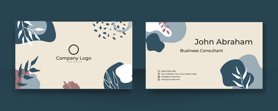 floral line arts and organic shape cover design template for business card template. sale banner, po