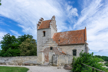 Sticker - close up of the historic and partially destroyed church at Hojerup high up on the cliffs of Stevns Klint