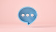 Bubble talk or comment sign symbol on pink background. 3d rendering