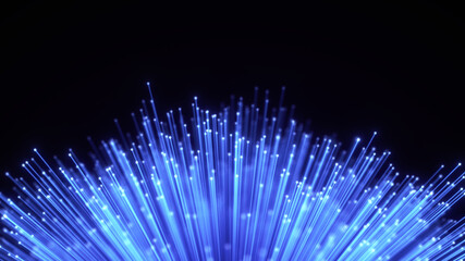 Wall Mural - optical fiber sheaf abstract background. glowing bundle of optic cables