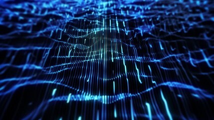 Poster - Abstract Flowing Particle Lines Data Concept Background Loop/ 4k animation of an abstract technology background of powerful speed particle lines stroke patterns and strings seamless looping