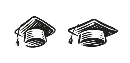 Wall Mural - Student graduation hat symbol. High school, college icon