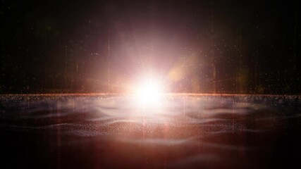 Sticker - futuristic shining cyberspace waves particles copy space animation.