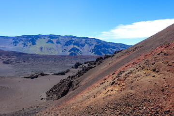 Wall Mural - Hiking in the crater / Dormant volcano, Haleakala National Park, Maui island, Hawaii