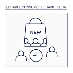 Laggards line icon. Consumer groups avoid change and are not willing to adopt new products. Waiting. Consumer behavior concept. Isolated vector illustration. Editable stroke