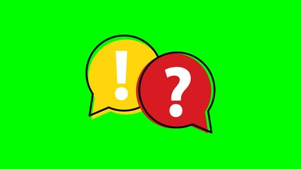 Poster - question mark and exclamation point animation on green background.  video footage, 4K	
