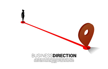 Aufkleber - Route between 3D location pin markers and businesswoman . Concept for Location and business direction.