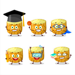 Wall Mural - School student of slice of pineapple cartoon character with various expressions