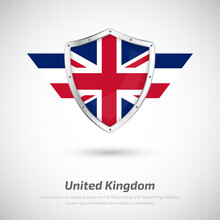 Elegant Glossy Shield For United Kingdom Country With Happy National Day Greeting Background