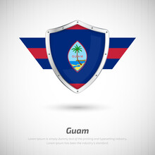 Elegant Glossy Shield For Guam Country With Happy Liberation Day Greeting Background