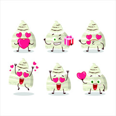 Poster - Vanilla ice cream scoops cartoon character with love cute emoticon. Vector illustration