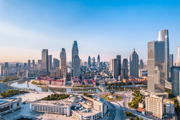 Poster - Aerial photography of Tianjin Jinwan Square and Century Clock CBD Skyline, Tianjin, China