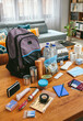 © David Pereiras - Emergency backpack equipment organized on the table in the living room