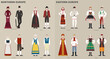 © MINIWIDE - A collection of traditional costumes by country. Europe. vector design illustrations.