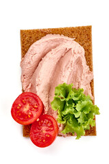 Wall Mural - Liver pate sandwich, isolated on white background. High resolution image.