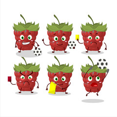 Poster - Raspberry cartoon character working as a Football referee