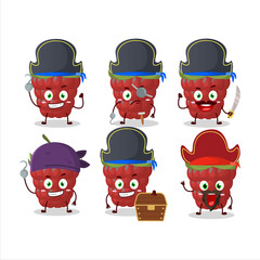 Wall Mural - Cartoon character of raspberry with various pirates emoticons