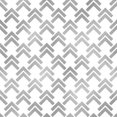 Wall Mural - Geometric seamless pattern. Repeated silver patterns. Arrow background. Abstract chevron texture. Repeating print with chivron. Graphic design with shevron. Geometry backdrop with foil effect. Vector