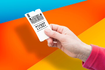 Poster - Female holding a parking ticket to enter into an automated car park station - parking payment service concept