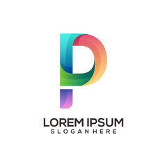 P letter logo colorful illustration gradient