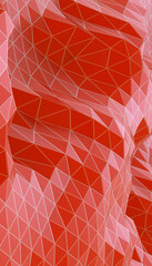 Aufkleber - Abstract Background futuristic Digital wireframe Vertical Concept and online connection concept with Origami Paper art on Red. banner, website, Copy Space, poster, Card -3d Rendering