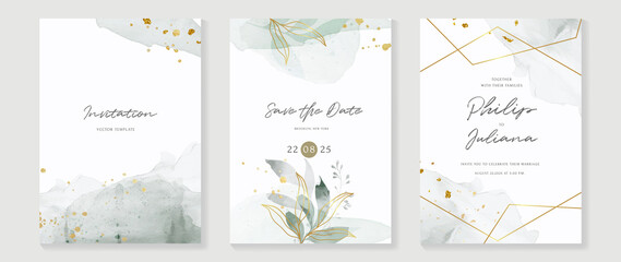 abstract art background vector. luxury invitation card background with golden line art flower and bo