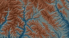 Blue Brown Digital Elevation Model In West Of Russia