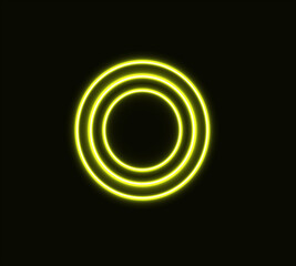 Wall Mural - Yellow abstraction neon circle, geometric figure. Bright light.