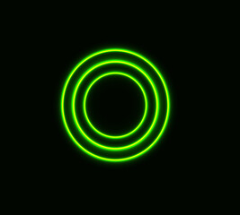 Wall Mural - Green neon circle, 3d abstraction, glowing design.