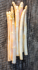 Canvas Print - Raw white asparagus on the wooden table